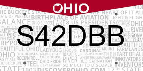 S42DBB Ohio License Plate