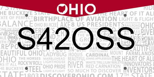 S42OSS Ohio License Plate