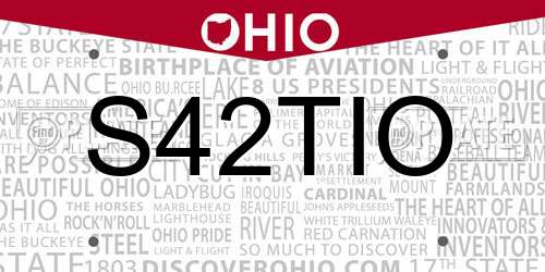 S42TIO Ohio License Plate