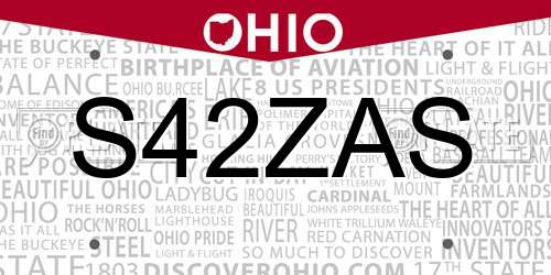 S42ZAS Ohio License Plate