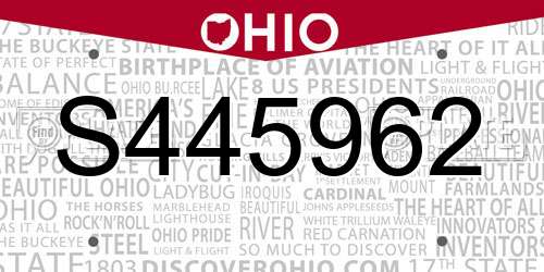 S445962 Ohio License Plate