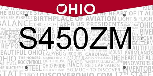 S450ZM Ohio License Plate