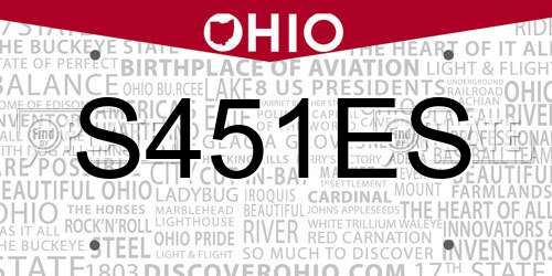 S451ES Ohio License Plate