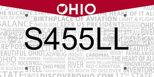 S455LL Ohio License Plate