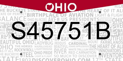 S45751B Ohio License Plate