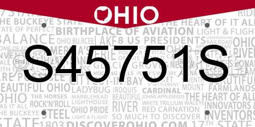 S45751S Ohio License Plate