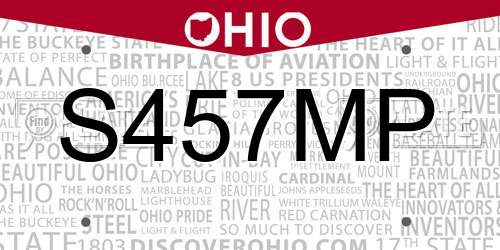 S457MP Ohio License Plate