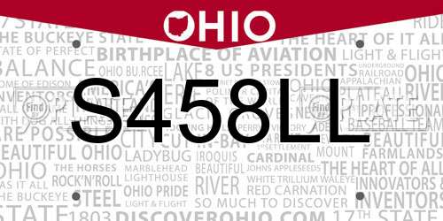 S458LL Ohio License Plate