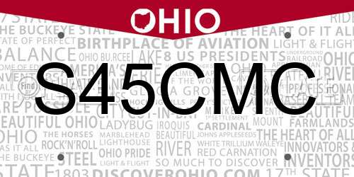 S45CMC Ohio License Plate
