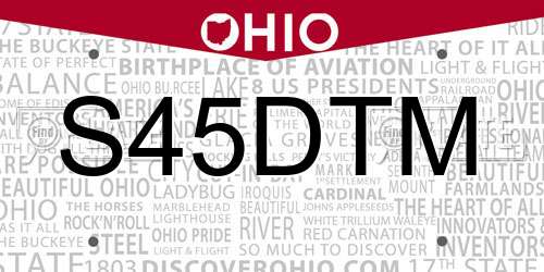 S45DTM Ohio License Plate