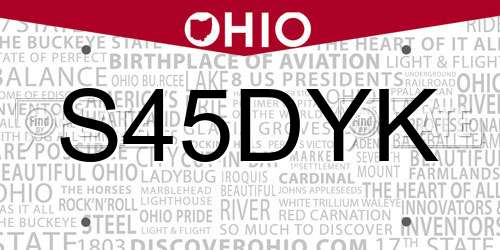 S45DYK Ohio License Plate