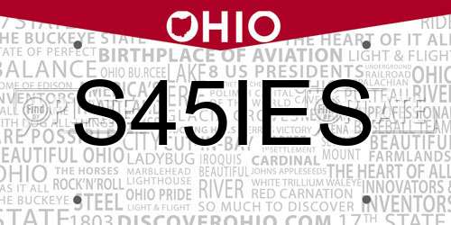 S45IES Ohio License Plate