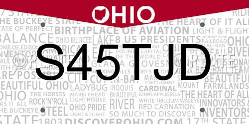 S45TJD Ohio License Plate