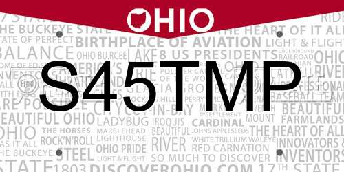 S45TMP Ohio License Plate