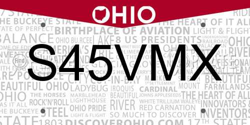 S45VMX Ohio License Plate