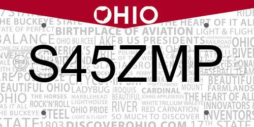 S45ZMP Ohio License Plate