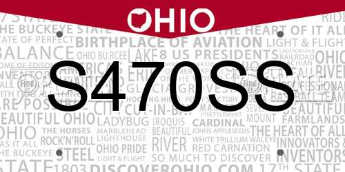 S470SS Ohio License Plate
