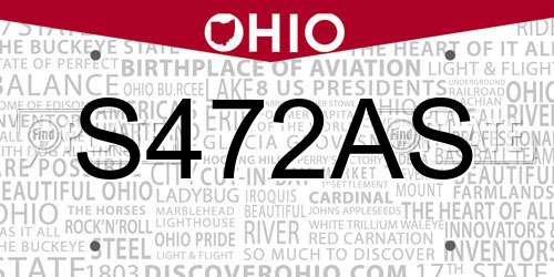 S472AS Ohio License Plate