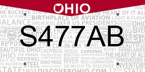 S477AB Ohio License Plate