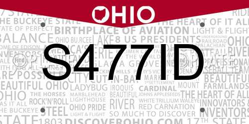 S477ID Ohio License Plate