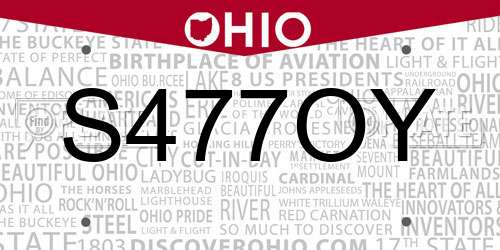S477OY Ohio License Plate