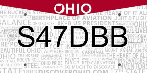 S47DBB Ohio License Plate