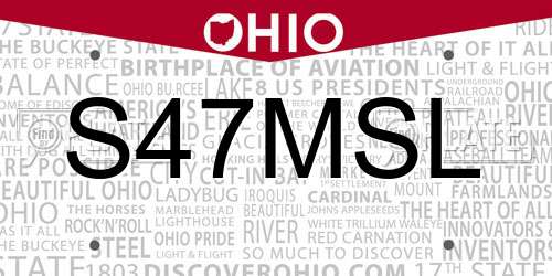 S47MSL Ohio License Plate
