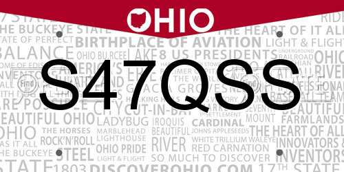S47QSS Ohio License Plate