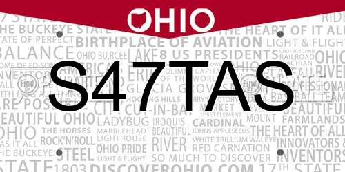 S47TAS Ohio License Plate
