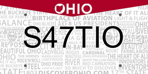 S47TIO Ohio License Plate