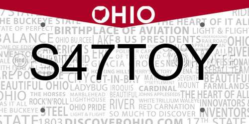 S47TOY Ohio License Plate