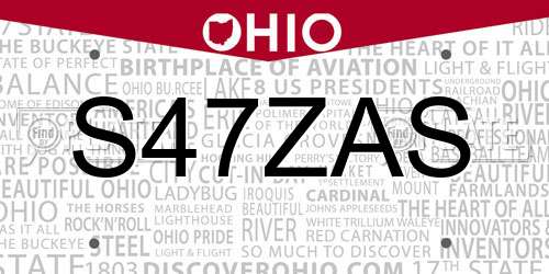 S47ZAS Ohio License Plate