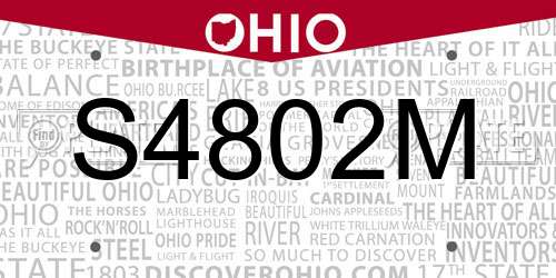 S4802M Ohio License Plate