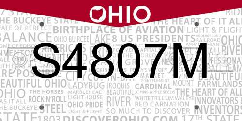 S4807M Ohio License Plate