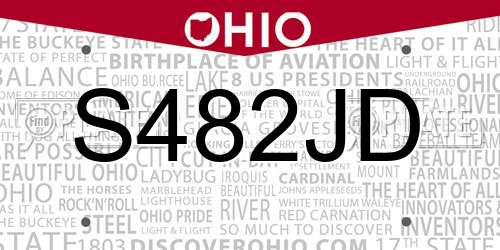 S482JD Ohio License Plate