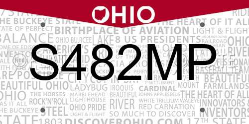 S482MP Ohio License Plate