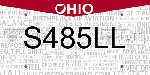 S485LL Ohio License Plate