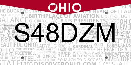 S48DZM Ohio License Plate