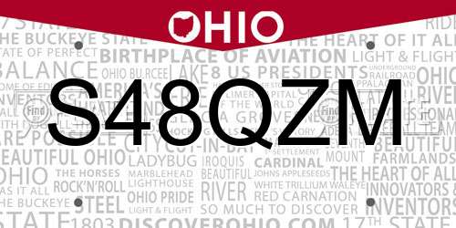 S48QZM Ohio License Plate