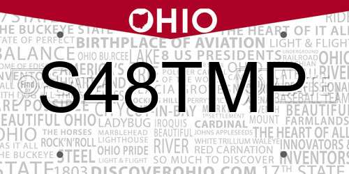 S48TMP Ohio License Plate