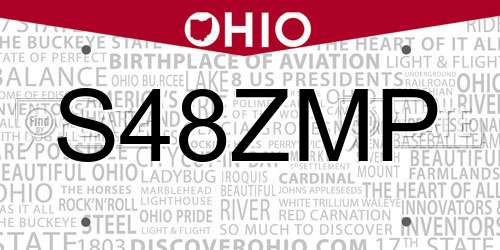 S48ZMP Ohio License Plate