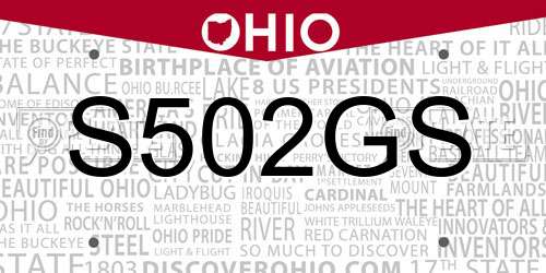 S502GS Ohio License Plate