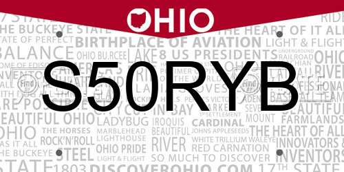 S50RYB Ohio License Plate