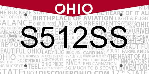 S512SS Ohio License Plate