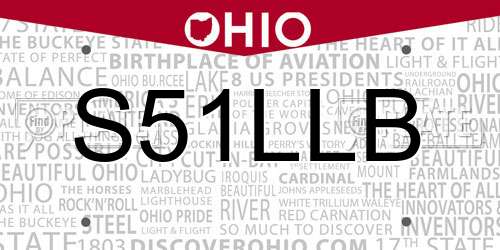 S51LLB Ohio License Plate