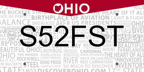 S52FST Ohio License Plate