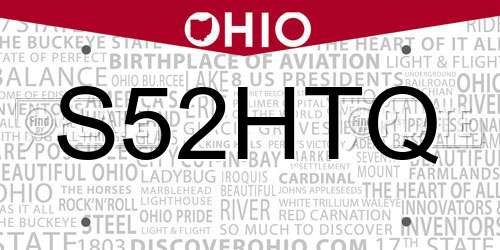 S52HTQ Ohio License Plate