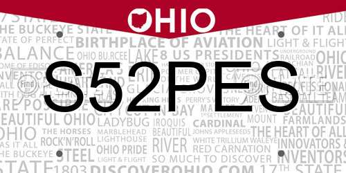 S52PES Ohio License Plate