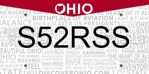 S52RSS Ohio License Plate