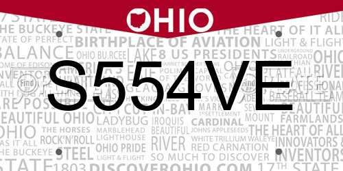 S554VE Ohio License Plate